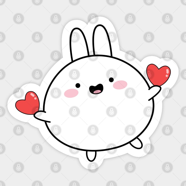 Happy rabbit, Love you sticker, Cute white rabbit sticker, Valentines day, Cute sticker, Kawaii rabbit, Pink sticker Sticker by KristinityArt